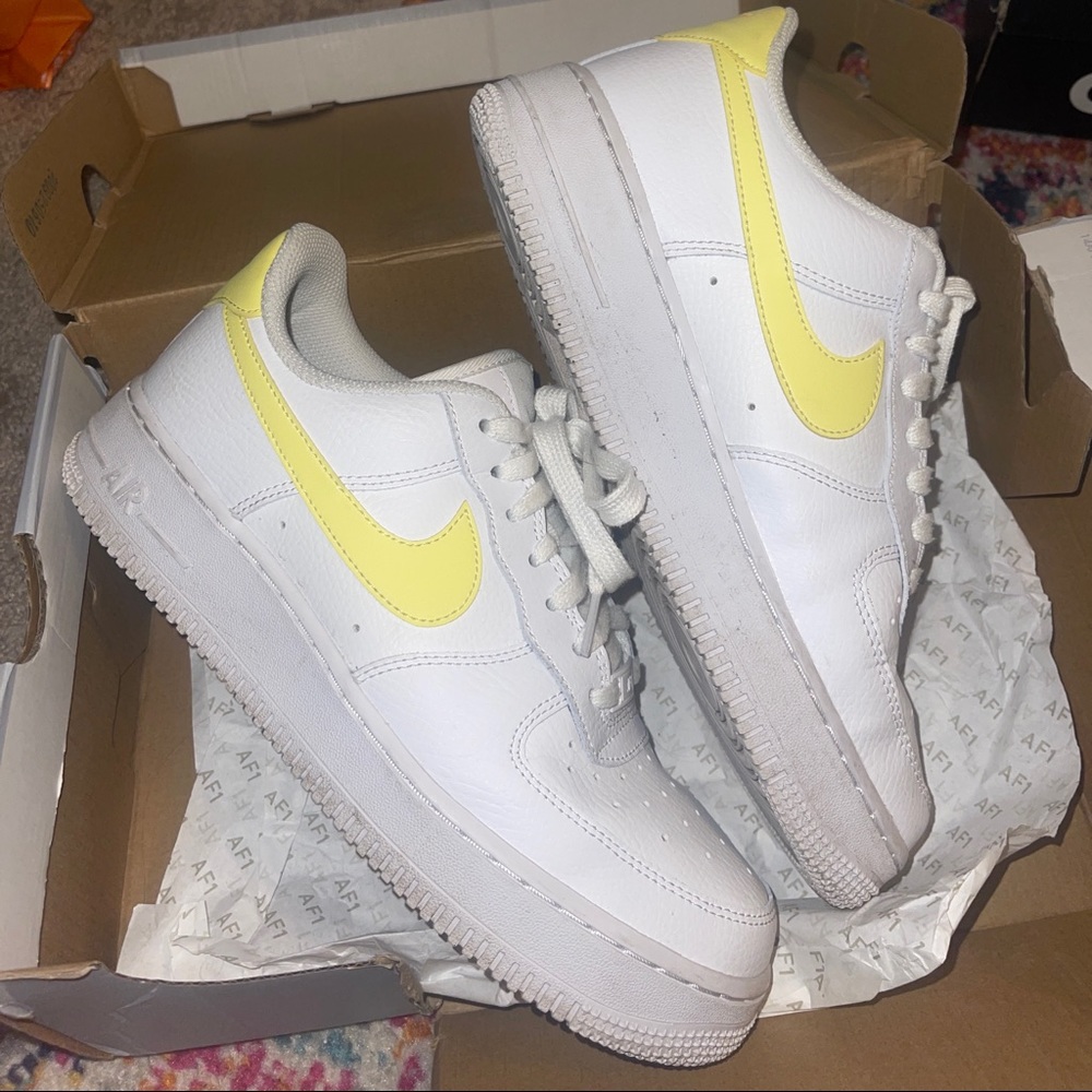 Nike AF1s Yellow Stripe